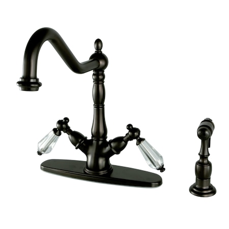 Kingston Brass KS1235WLLBS Mono Deck Mount Kitchen Faucet W/ Brass Sprayer, Bronze KS1235WLLBS